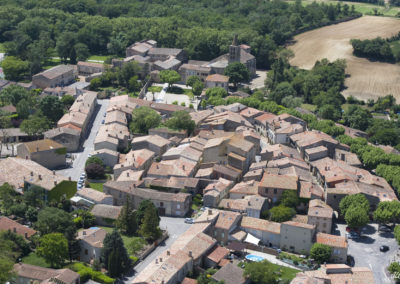 Vue aérienne village Saint-Papoul